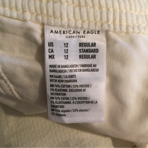 American Eagle Super High Rise Baggy Wide Leg Corduroy Pants Cream 12R - Picture 5 of 8